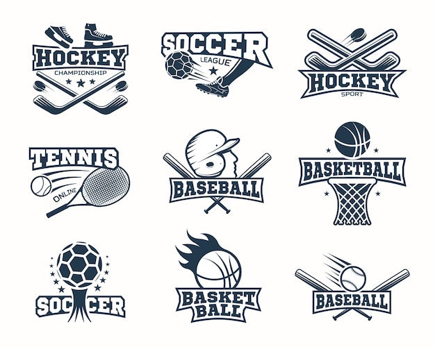 Vecteur logos monochromes sportifs