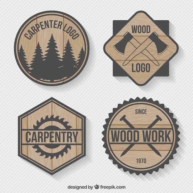 Vecteur logos pack de menuiserie bois