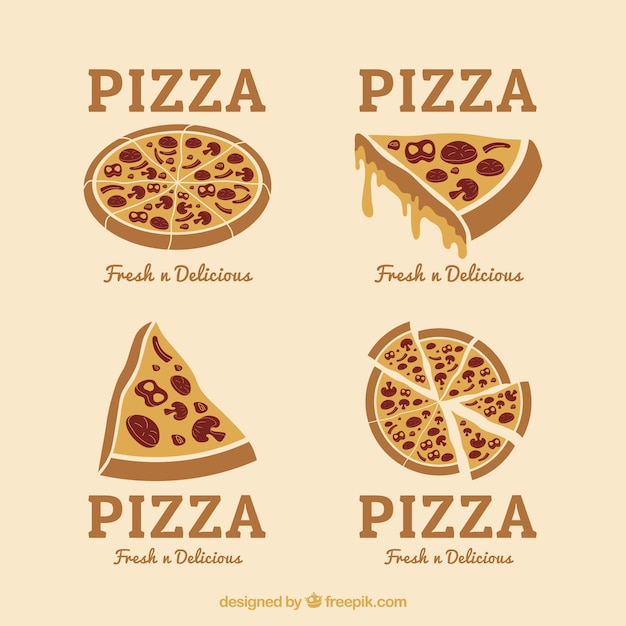 Logos De Pizza Dessinés à La Main