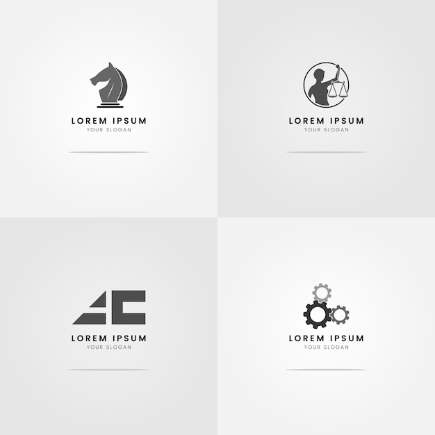 Vecteur logos pour avocats en niveaux de gris