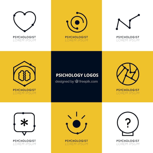 Logos De Psychologie Avec Des Dessins Plats