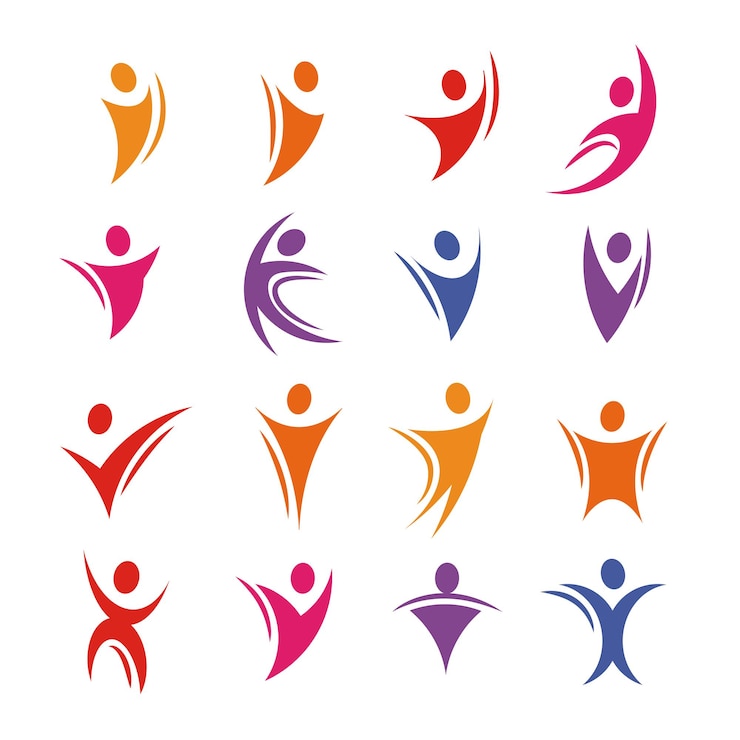Vecteur logos de silhouette de corps humain abstrait coloré isolé mis en illustration vectorielle