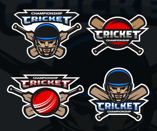 Logos De Sports De Cricket Sur Fond Sombre