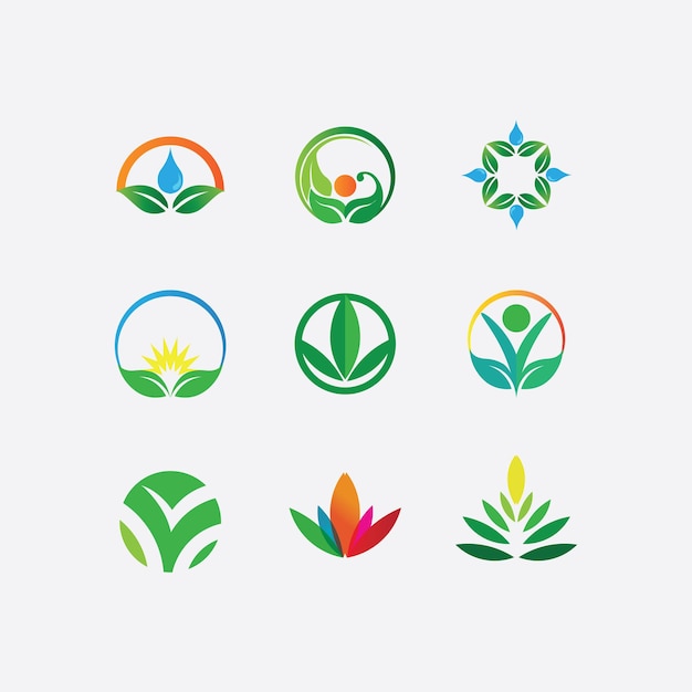 Logos De Vecteur D'élément Nature écologie Feuille Arbre Vert