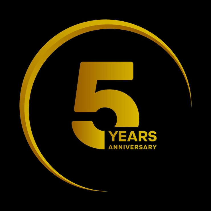 Vecteur logotype de célébration d'anniversaire de 5 ans conception de modèle de célébration d'anniversaire d'or illustrations vectorielles