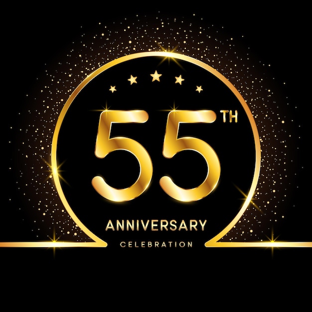 Logotype du 55e anniversaire Création de logo d'anniversaire d'or avec modèle de vecteur de logo numéro d'or