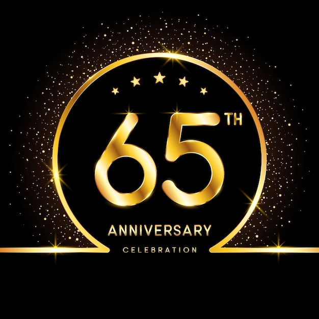 Logotype du 65e anniversaire Création de logo d'anniversaire d'or avec modèle de vecteur de logo numéro d'or