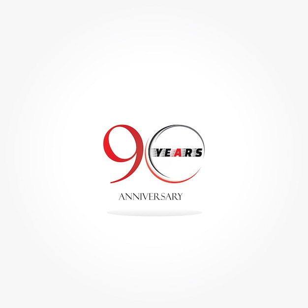 Logotype Lié à L'anniversaire De 90 Ans Avec Une Couleur Rouge Isolée Sur Fond Blanc Pour L'événement De Célébration De L'entreprise