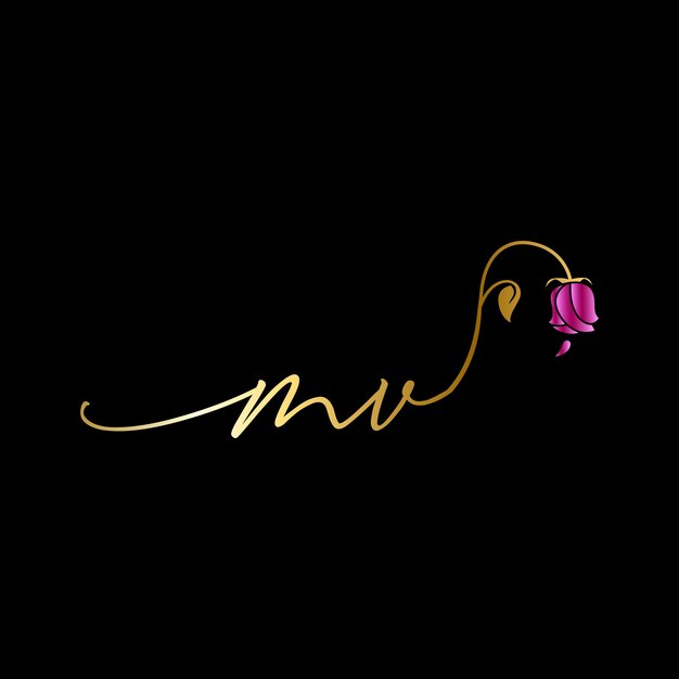 Vecteur logotype mv monogram pour la célébration, le mariage, la carte de voeux, le modèle vectoriel d'invitation