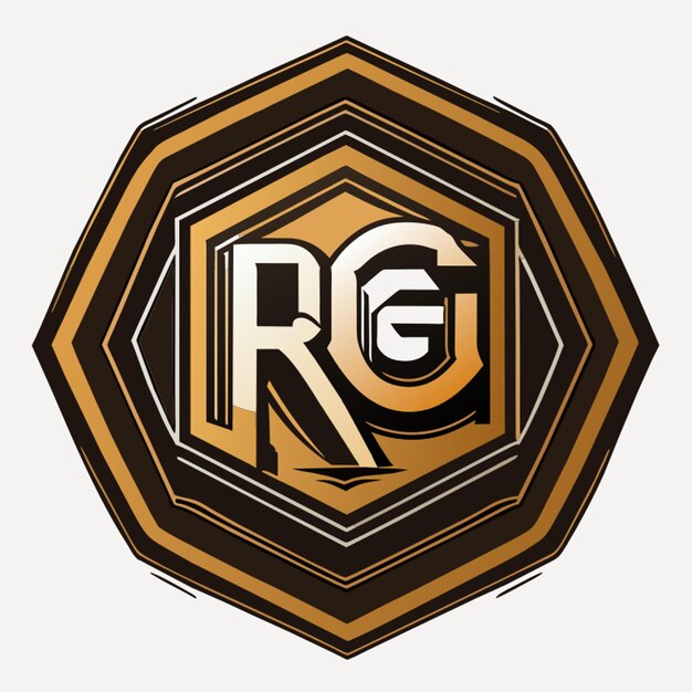 Vecteur logotype rg lettres au milieu simplifier le style ottoman octogone illustration vectorielle dessin animé