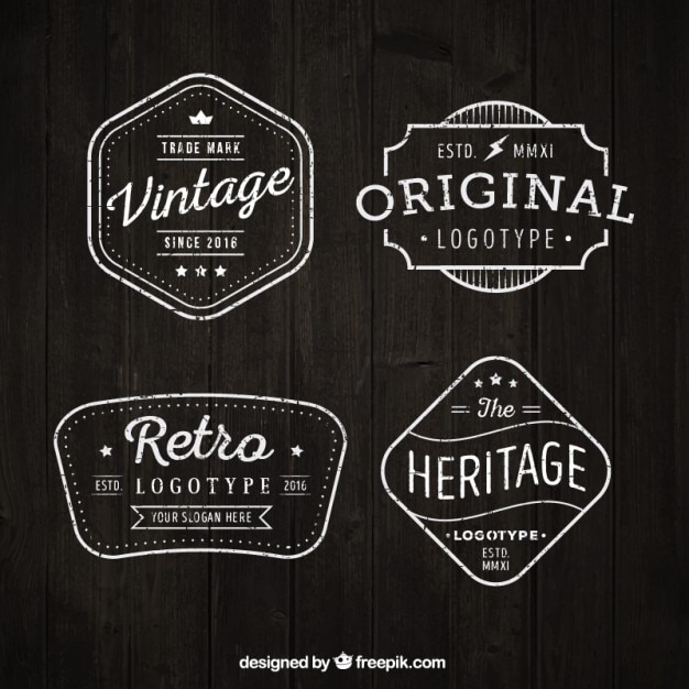 Logotypes Vintage Set En Design Plat