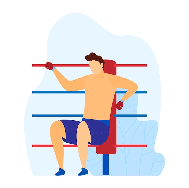 Vecteur loisirs boxe pause sport combat les gens correspondent à la victoire ronde conception professionnelle masculine illustration vectorielle de style plat