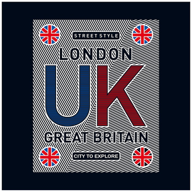 Londres Royaume-uni Typographie Graphique T-shirt Design Illustration Vectorielle