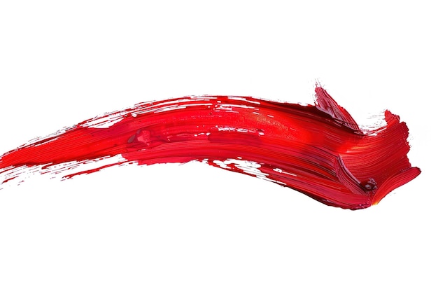 Un long coup de pinceau horizontal en rouge isolé sur un fond blanc dans le style d'un art oriental