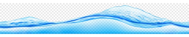 Longue vague d'eau translucide au-dessus de la colonne d'eau en couleurs bleu clair avec une répétition horizontale sans couture isolée sur un fond transparent Transparence uniquement dans le fichier vectoriel