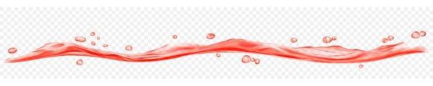 Longue vague d'eau translucide avec des gouttes de couleurs rouges isolées sur un fond transparent Transparence uniquement dans le fichier vectoriel
