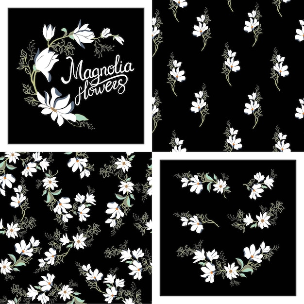 Loom Fleurs De Magnolia Sur Branche Isolé Sur Fond Blanc Ensemble De Magnolia Aquarelle