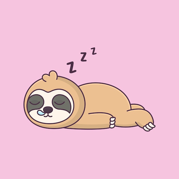 Loris lent mignon dort icône d'illustration de vecteur de dessin animé animal isolé