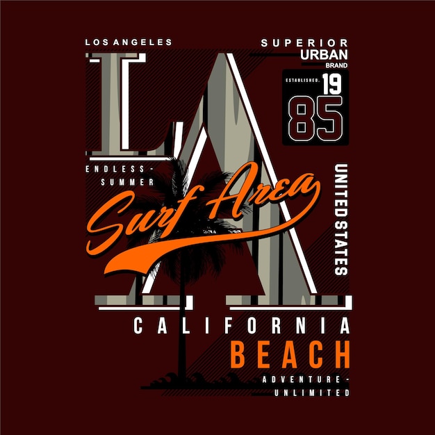 Los Angeles Surf Zone Graphique Typographie Vecteur Plage Thème Illustration T-shirt