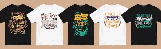 Lot De Dessins De T-shirts De Maman, Collection De T-shirts Graphiques De Typographie De Citations De Maman