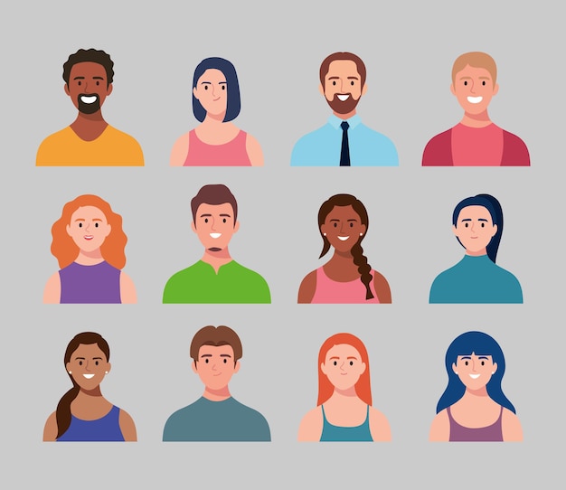 Lot de douze avatars