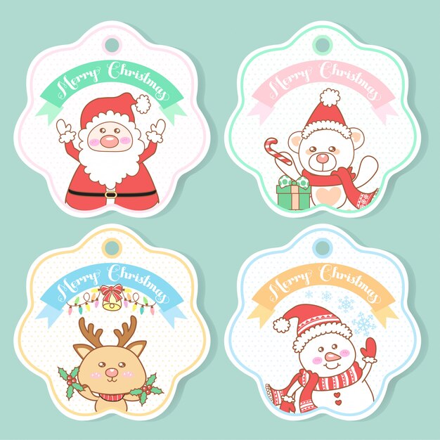 Lot de jolies étiquettes de Noël
