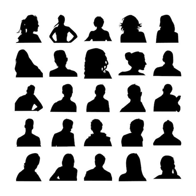 Lot De Silhouettes De Visage Humain