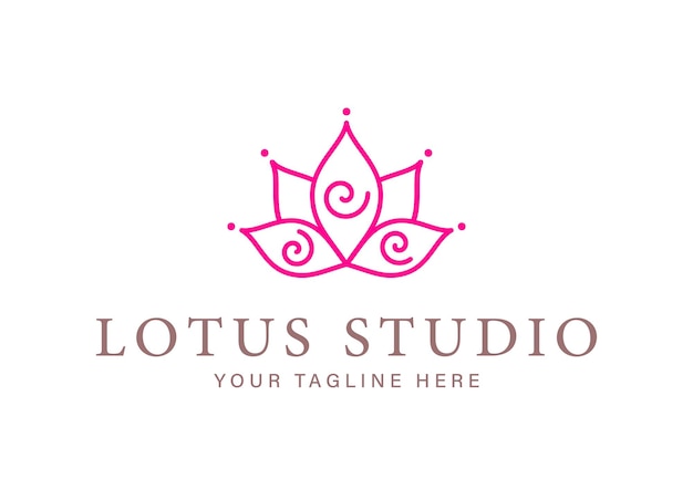 Vecteur lotus de ligne abstraite avec des spirales pour la conception de logotype de studio de yoga