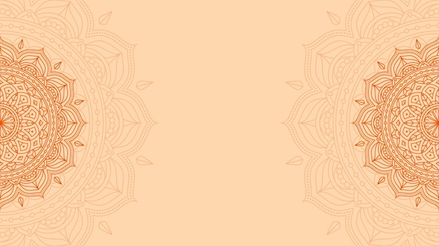 Vecteur lotus mandala art blanc arrière-plan vectoriel horizontal dans une teinte de peau d'orange luxueuse et minimaliste