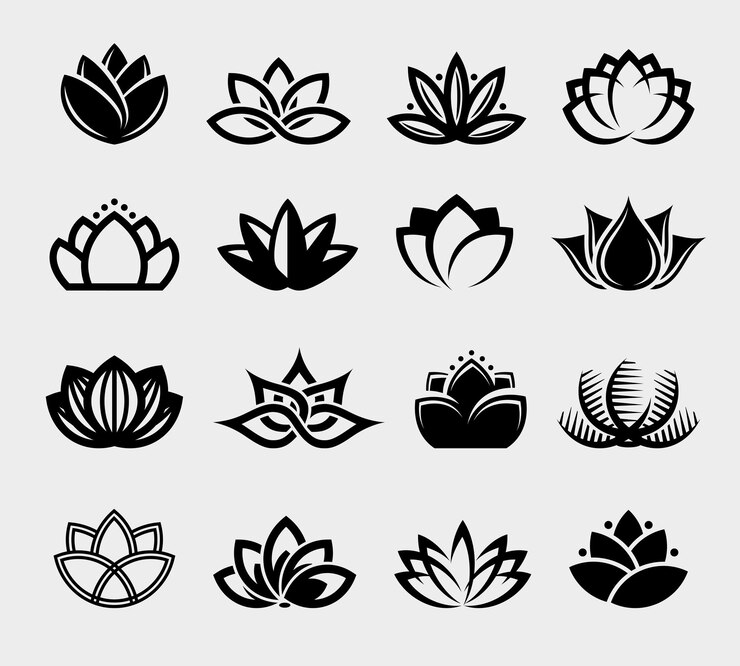Vecteur lotus set collection étiquette et icônes vector