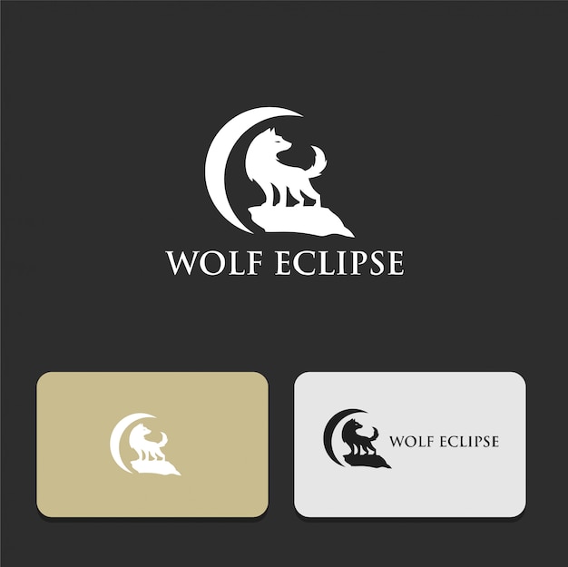 Loup Avec Création De Logo Silhouette éclipse Lune