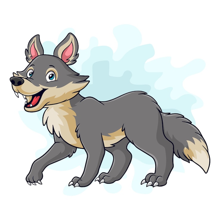 Vecteur loup drôle de dessin animé isolé sur fond blanc