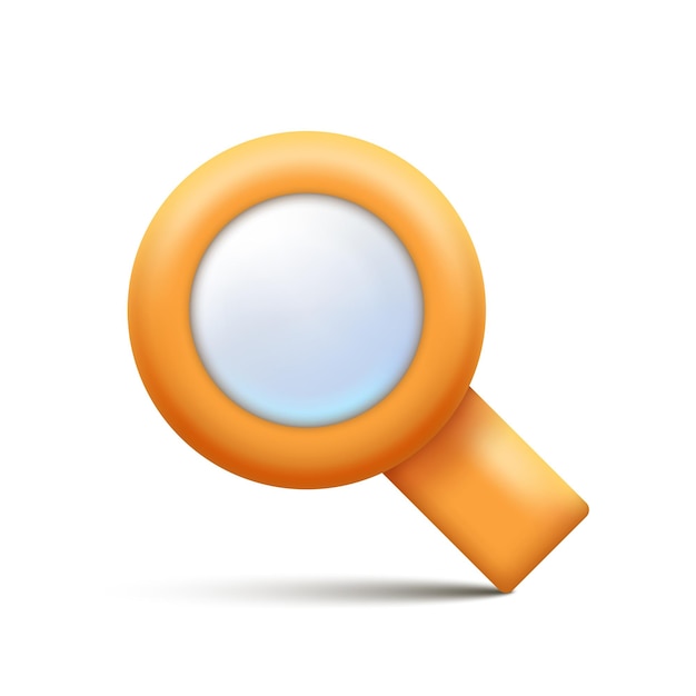 Loupe 3D Loupe en plastique orange isolée sur fond blanc Clipart vectoriel