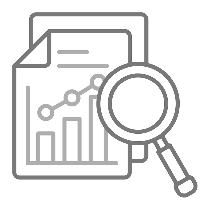 Vecteur une loupe est montrée avec un graphique en dessous