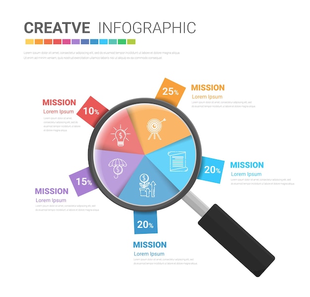 Vecteur loupe infographie simple