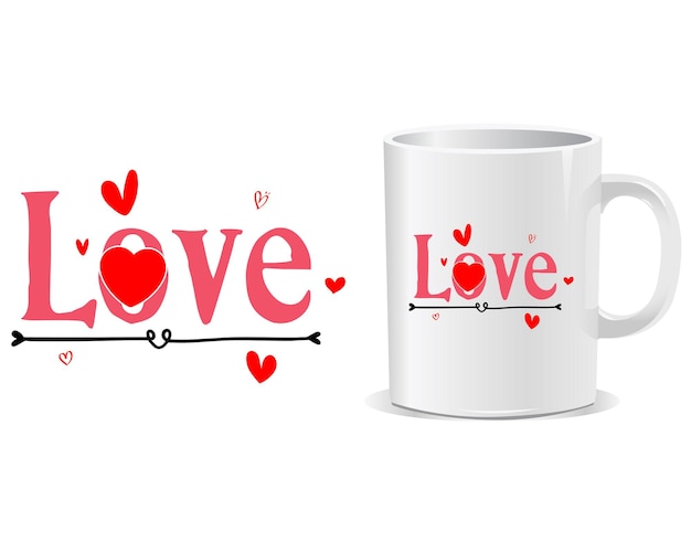 Vecteur love happy valentine's day cite vecteur de conception de tasse