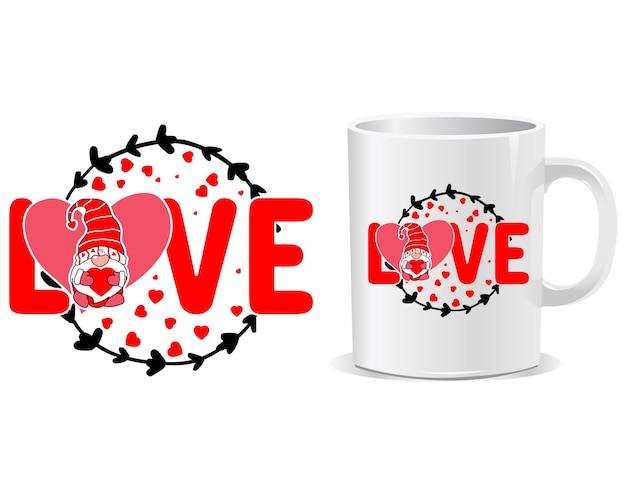 Love Happy Valentine's Day Mug Design Vector