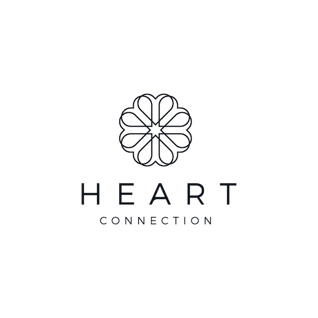 Vecteur love heart line art lié flower floral logo design inspiration