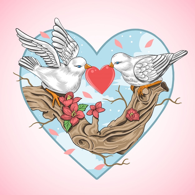 Vecteur love romantic bird