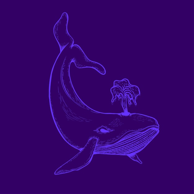 Lueur Couleur Néon Lineart De Baleine