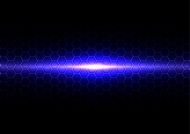 Lumière bleue abstraite avec effet de motif hexagonal
