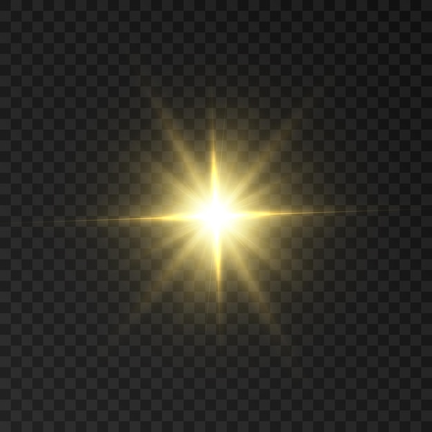 Lumière dorée flash starlight png Lumière du soleil Éblouissement scintillant sur un fond transparent