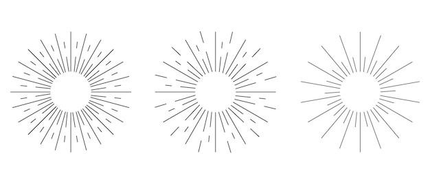 La lumière du soleil L'éclat des rayons Les rayons des éclairs Les couchers de soleil Les étincelles du lever du soleil Illustration vectorielle
