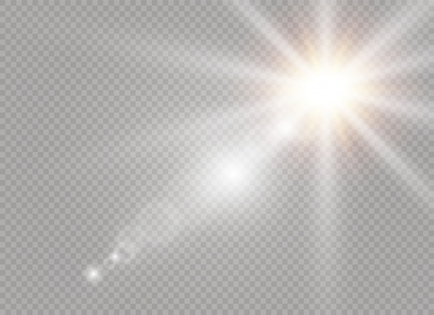 La lumière du soleil est un spécial translucide de l'effet de lumière. flou à la lumière de l'éclat. fond transparent de la lumière du soleil. Élément de décor. Rayons de lumière horizontaux.