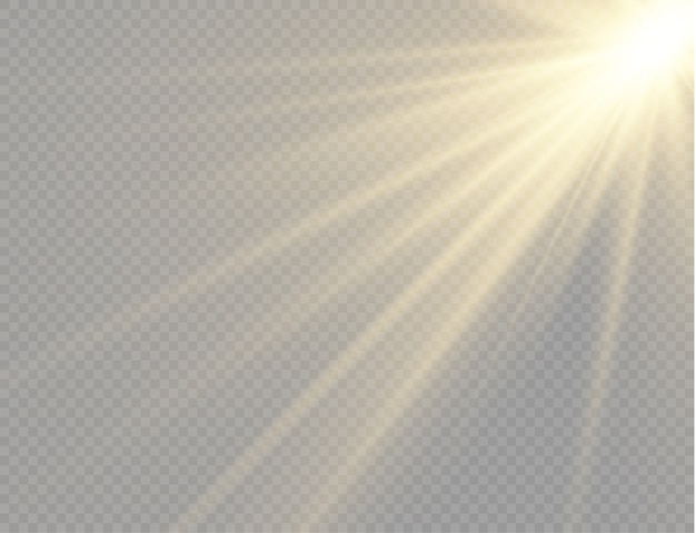 Lumière Du Soleil Avec Explosion Brillante, Effet Flare Avec Rayons De Lumière Et étincelles Magiques, Rayons Du Soleil, Effet De Faisceau Jaune, Flou à La Lumière De L'éclat, Flash De La Lentille Solaire Avant