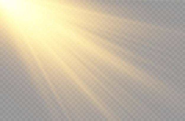 La Lumière Du Soleil Avec La Lumière Magique D'explosion Lumineuse Scintille L'effet De Faisceau Jaune Des Rayons Du Soleil