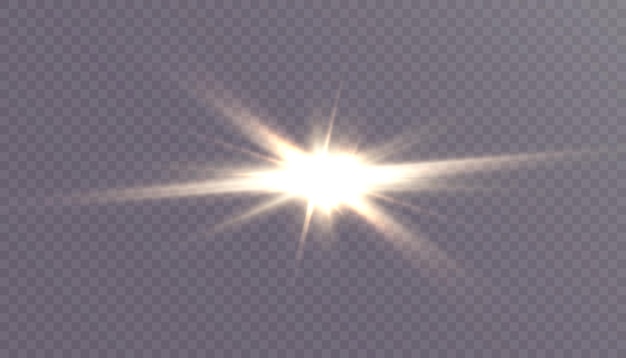 Lumière Du Soleil Transparente Avec Un Effet De Lumière éblouissant Spécial. Png. Effets D'éclairage Séparés. Vecteur