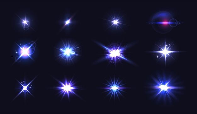 Lumière de flamme L'objectif d'éclat brillant Effet d'allumage de flamme réaliste Lumières clignotantes Lumière d'appareil photo Lumière vectorielle isolée Lumières solaires réfléchies