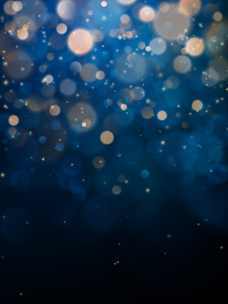 Vecteur lumière floue bokeh sur fond bleu foncé.