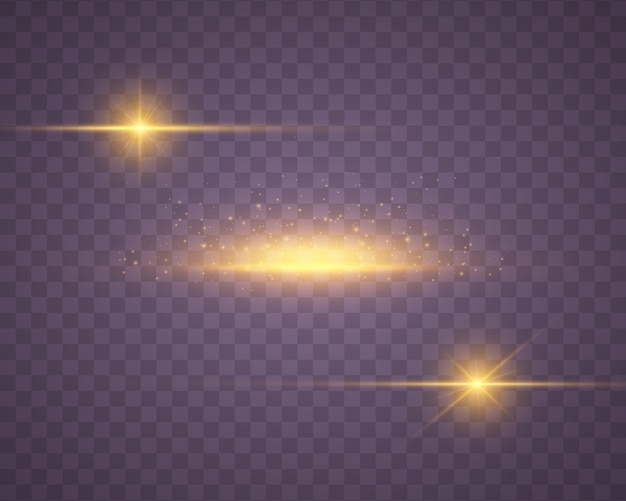 Lumière jaune. Particules de poussière étincelantes. Étoile brillante.
